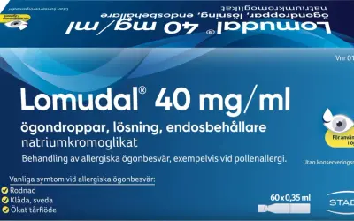 Lomudal® 40 mg/ml ögondroppar lindrar allergiska ögonbesvär, som vid pollenallergi. Denna pollenmedicin är en lösning för ögonen.