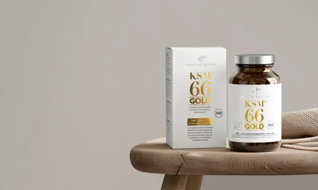 KSM-66 Gold kapslar för ksm-66 viktnedgång och hormonell balans. Stödjer kroppen vid utmattning och oro.