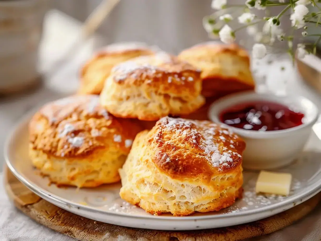 Nybakade scones, perfekta för ett mysigt fika. Här är ett enkelt scones recept för dig!