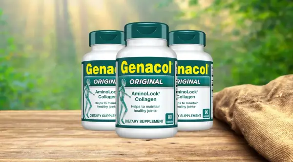 Tre flaskor Genacol Original kosttillskott för leder. Läs om eventuella genacol biverkningar innan användning.